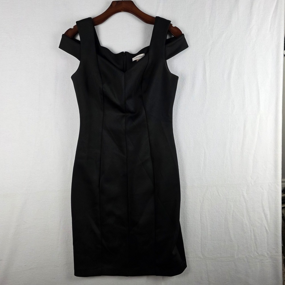 Calvin Klein Women's Black Cold Shoulder Sheath Cocktail Dress Size 6